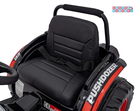 Koparka traktor na akumulator - czerwony, 2x35W 12V/7Ah, Bluetooth, ekoskóra, pilot, pasy [HL389]