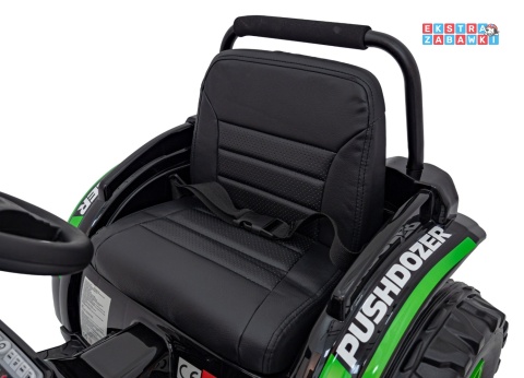 Koparka traktor na akumulator - zielony, 2x35W 12V/7Ah, Bluetooth, ekoskóra, pilot, pasy [HL389]