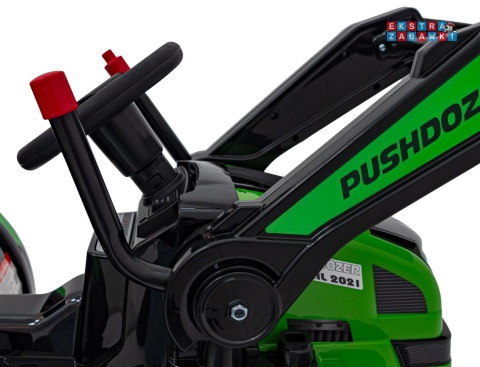 Koparka traktor na akumulator - zielony, 2x35W 12V/7Ah, Bluetooth, ekoskóra, pilot, pasy [HL389]