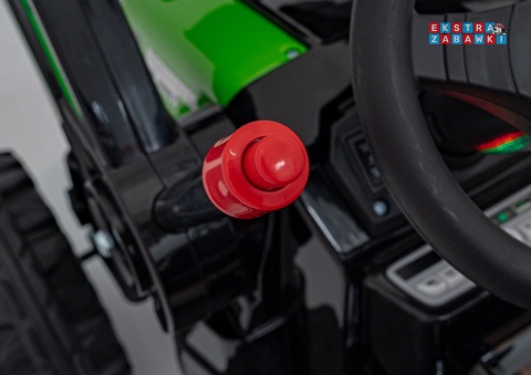 Koparka traktor na akumulator - zielony, 2x35W 12V/7Ah, Bluetooth, ekoskóra, pilot, pasy [HL389]
