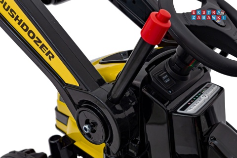 Koparka traktor na akumulator - żółty, 2x35W 12V/7Ah, Bluetooth, ekoskóra, pilot, pasy [HL389]