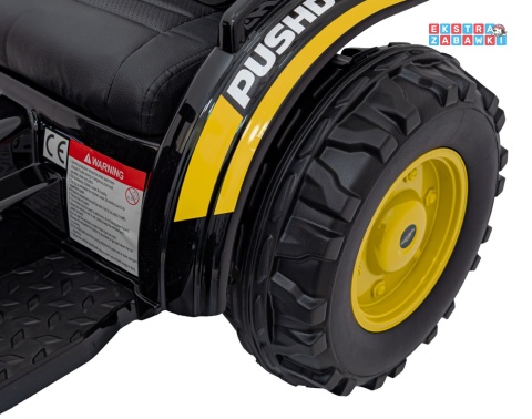 Koparka traktor na akumulator - żółty, 2x35W 12V/7Ah, Bluetooth, ekoskóra, pilot, pasy [HL389]