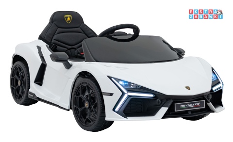 Lamborghini Revuelto na akumulator - biały, 4x4, 2x45W i 2x35W, 12V/9Ah, pilot, ekoskóra, EVA [QLS-8603]