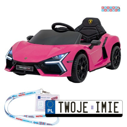Lamborghini Revuelto na akumulator - różowy, 4x4, 2x45W i 2x35W, 12V/9Ah, pilot, ekoskóra, EVA [QLS-8603]