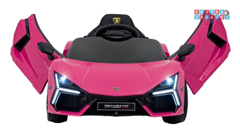 Lamborghini Revuelto na akumulator - różowy, 4x4, 2x45W i 2x35W, 12V/9Ah, pilot, ekoskóra, EVA [QLS-8603]