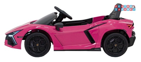 Lamborghini Revuelto na akumulator - różowy, 4x4, 2x45W i 2x35W, 12V/9Ah, pilot, ekoskóra, EVA [QLS-8603]