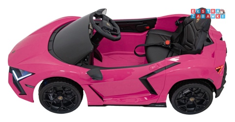Lamborghini Revuelto na akumulator - różowy, 4x4, 2x45W i 2x35W, 12V/9Ah, pilot, ekoskóra, EVA [QLS-8603]