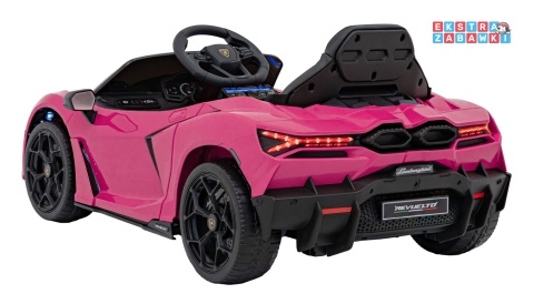 Lamborghini Revuelto na akumulator - różowy, 4x4, 2x45W i 2x35W, 12V/9Ah, pilot, ekoskóra, EVA [QLS-8603]