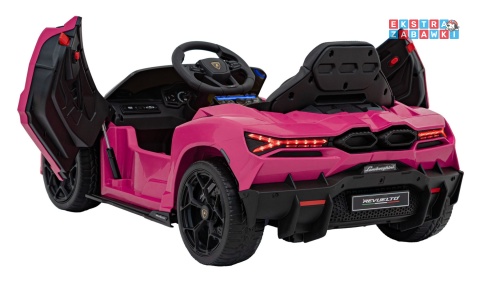 Lamborghini Revuelto na akumulator - różowy, 4x4, 2x45W i 2x35W, 12V/9Ah, pilot, ekoskóra, EVA [QLS-8603]
