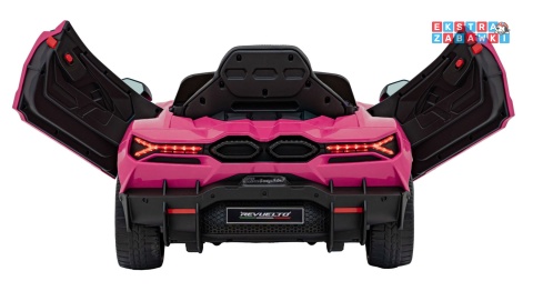 Lamborghini Revuelto na akumulator - różowy, 4x4, 2x45W i 2x35W, 12V/9Ah, pilot, ekoskóra, EVA [QLS-8603]