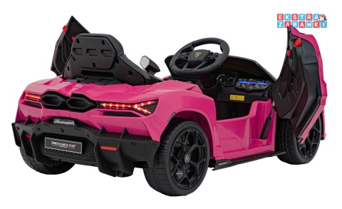 Lamborghini Revuelto na akumulator - różowy, 4x4, 2x45W i 2x35W, 12V/9Ah, pilot, ekoskóra, EVA [QLS-8603]