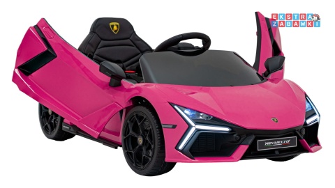 Lamborghini Revuelto na akumulator - różowy, 4x4, 2x45W i 2x35W, 12V/9Ah, pilot, ekoskóra, EVA [QLS-8603]