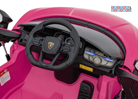 Lamborghini Revuelto na akumulator - różowy, 4x4, 2x45W i 2x35W, 12V/9Ah, pilot, ekoskóra, EVA [QLS-8603]