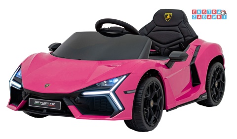 Lamborghini Revuelto na akumulator - różowy, 4x4, 2x45W i 2x35W, 12V/9Ah, pilot, ekoskóra, EVA [QLS-8603]
