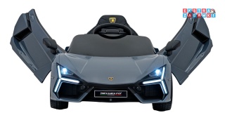 Lamborghini Revuelto na akumulator - szary, 4x4, 2x45W i 2x35W, 12V/9Ah, pilot, ekoskóra, EVA [QLS-8603]