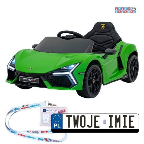 Lamborghini Revuelto na akumulator - zielony, 4x4, 2x45W i 2x35W, 12V/9Ah, pilot, ekoskóra, EVA [QLS-8603]