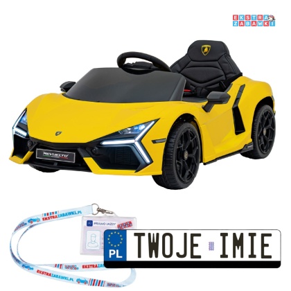 Lamborghini Revuelto na akumulator - żółty, 4x4, 2x45W i 2x35W, 12V/9Ah, pilot, ekoskóra, EVA [QLS-8603]