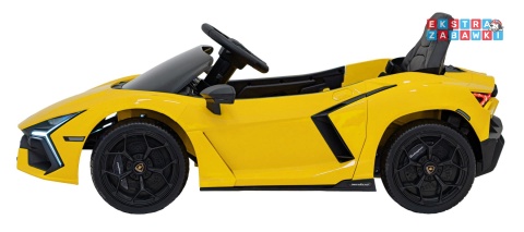 Lamborghini Revuelto na akumulator - żółty, 4x4, 2x45W i 2x35W, 12V/9Ah, pilot, ekoskóra, EVA [QLS-8603]