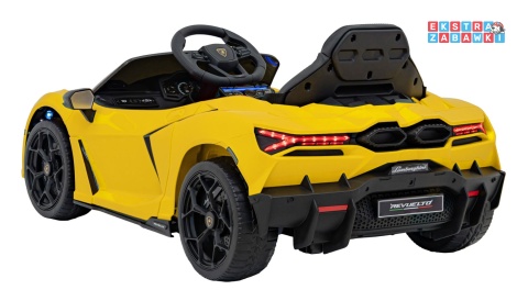 Lamborghini Revuelto na akumulator - żółty, 4x4, 2x45W i 2x35W, 12V/9Ah, pilot, ekoskóra, EVA [QLS-8603]