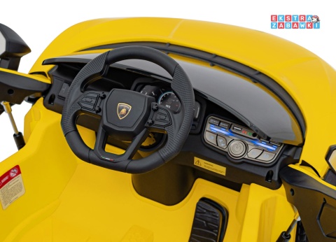 Lamborghini Revuelto na akumulator - żółty, 4x4, 2x45W i 2x35W, 12V/9Ah, pilot, ekoskóra, EVA [QLS-8603]