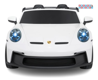 Porsche 911 GT3 STRONG dwuosobowe na akumulator - biały, 2x280W 24V/10Ah, wyciszone silniki, pilot, EVA, LED [DK-P911.STRONG]