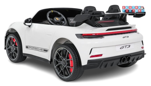 Porsche 911 GT3 STRONG dwuosobowe na akumulator - biały, 2x280W 24V/10Ah, wyciszone silniki, pilot, EVA, LED [DK-P911.STRONG]
