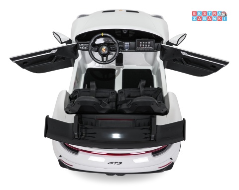 Porsche 911 GT3 STRONG dwuosobowe na akumulator - biały, 2x280W 24V/10Ah, wyciszone silniki, pilot, EVA, LED [DK-P911.STRONG]