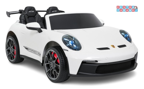 Porsche 911 GT3 STRONG dwuosobowe na akumulator - biały, 2x280W 24V/10Ah, wyciszone silniki, pilot, EVA, LED [DK-P911.STRONG]