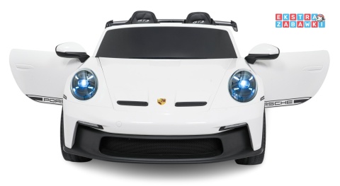 Porsche 911 GT3 STRONG dwuosobowe na akumulator - biały, 2x280W 24V/10Ah, wyciszone silniki, pilot, EVA, LED [DK-P911.STRONG]
