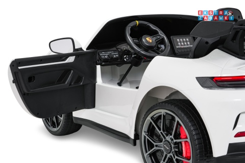 Porsche 911 GT3 STRONG dwuosobowe na akumulator - biały, 2x280W 24V/10Ah, wyciszone silniki, pilot, EVA, LED [DK-P911.STRONG]