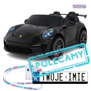 Porsche 911 GT3 dwuosobowe na akumulator - czarny, 4x200W 24V/10Ah, pilot, EVA, pasy, LED, panel muzyczny z BT [DK-P911]