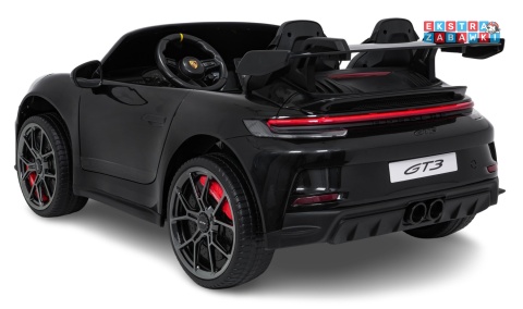 Porsche 911 GT3 dwuosobowe na akumulator - czarny, 4x200W 24V/10Ah, pilot, EVA, pasy, LED, panel muzyczny z BT [DK-P911]