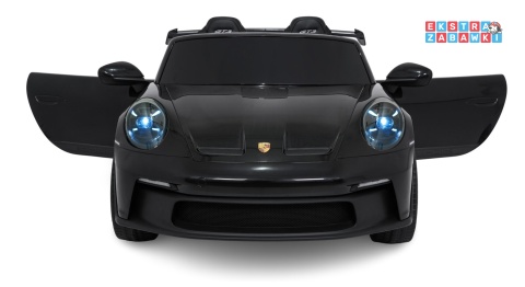 Porsche 911 GT3 dwuosobowe na akumulator - czarny, 4x200W 24V/10Ah, pilot, EVA, pasy, LED, panel muzyczny z BT [DK-P911]
