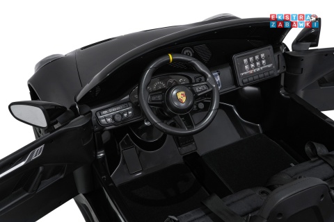 Porsche 911 GT3 dwuosobowe na akumulator - czarny, 4x200W 24V/10Ah, pilot, EVA, pasy, LED, panel muzyczny z BT [DK-P911]