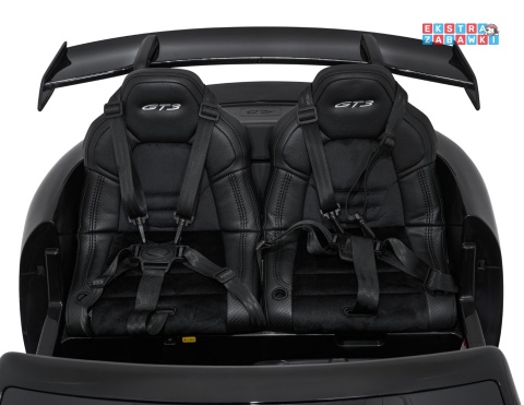 Porsche 911 GT3 dwuosobowe na akumulator - czarny, 4x200W 24V/10Ah, pilot, EVA, pasy, LED, panel muzyczny z BT [DK-P911]