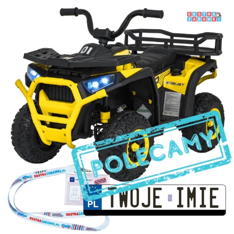 Quad ATV Robust 01 na akumulator - żółty, 4x35W 12V/9Ah, EVA, LED, ekoskóra [XMX-651]