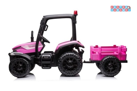 Traktor BLAST z przyczepką na akumulator - różowy, 2x200W 24V/9Ah, pilot, panel muzyczny, EVA, do 10 km/h [BLT-206]
