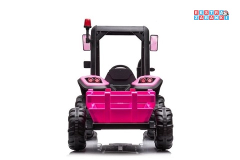 Traktor BLAST z przyczepką na akumulator - różowy, 2x200W 24V/9Ah, pilot, panel muzyczny, EVA, do 10 km/h [BLT-206]