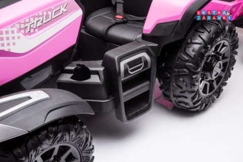 Traktor BLAST z przyczepką na akumulator - różowy, 2x200W 24V/9Ah, pilot, panel muzyczny, EVA, do 10 km/h [BLT-206]
