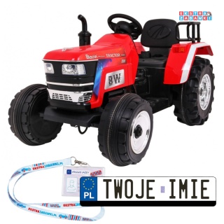 Traktor Blazin BW na akumulator - czerwony, 2x35W 12V/7Ah, pilot, panel muzyczny, wolny start, LED [HL-2788]
