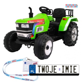 Traktor Blazin BW na akumulator - zielony, 2x35W 12V/7Ah, pilot, panel muzyczny, wolny start, LED [HL-2788]