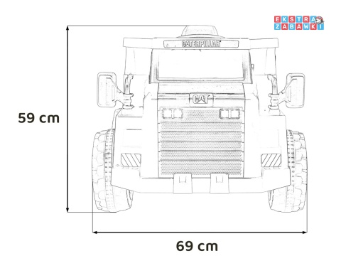 Wywrotka Caterpillar na akumulator - żółty, 2x35W 12V/4.5Ah, ruchomy kiper, łopatka, megafon, audio, LED, ekoskóra [PA.901]