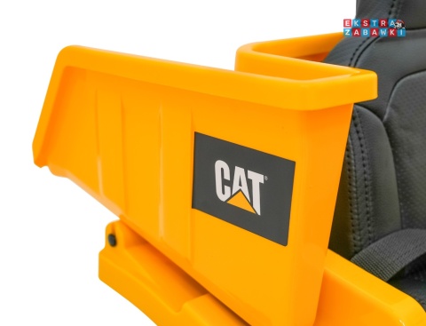 Wywrotka Caterpillar na akumulator - żółty, 2x35W 12V/4.5Ah, ruchomy kiper, łopatka, megafon, audio, LED, ekoskóra [PA.901]