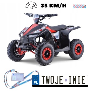 [outlet] Quad HIPERFECT na akumulator - czerwony, 1000W 48V/12Ah, silnik bezszczotkowy, pompowane opony, ekoskóra [ATV-11E]