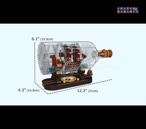 [10085] Mould king 885 el. klocki konstrukcyjne statek w butelce