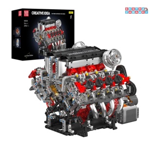 [10130] Klocki 2718 el. Technic model silnik 3.9L Twin-Turbo V8 Mould King [S]