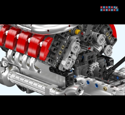[10203] Mould king 1169 el. silnik V8 skrzynia biegów klocki Technic