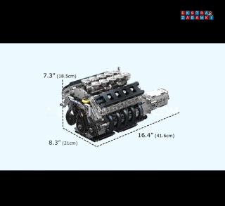 [10250] Mould king 1834 el. silnik LFA V10 skrzynia biegów klocki Technic