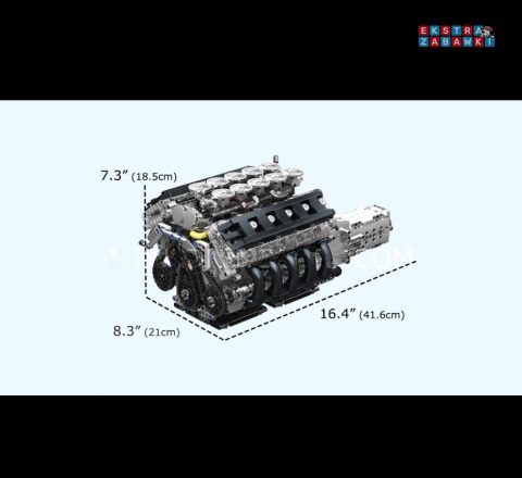 [10250] Mould king 1834 el. silnik LFA V10 skrzynia biegów klocki Technic