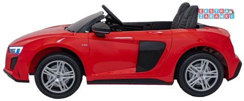 Czerwone Audi Spyder R8 Lift na akumulator - 2x200W, 24V/14Ah, ekoskóra - [A3000]